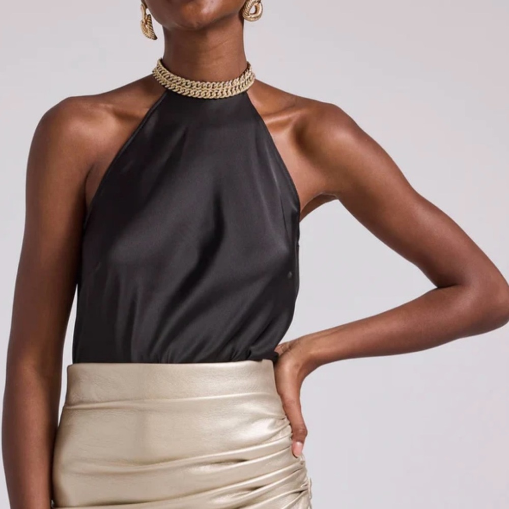 Generation Love NWT Delora Crystal Chain Black Halter Top Size XS